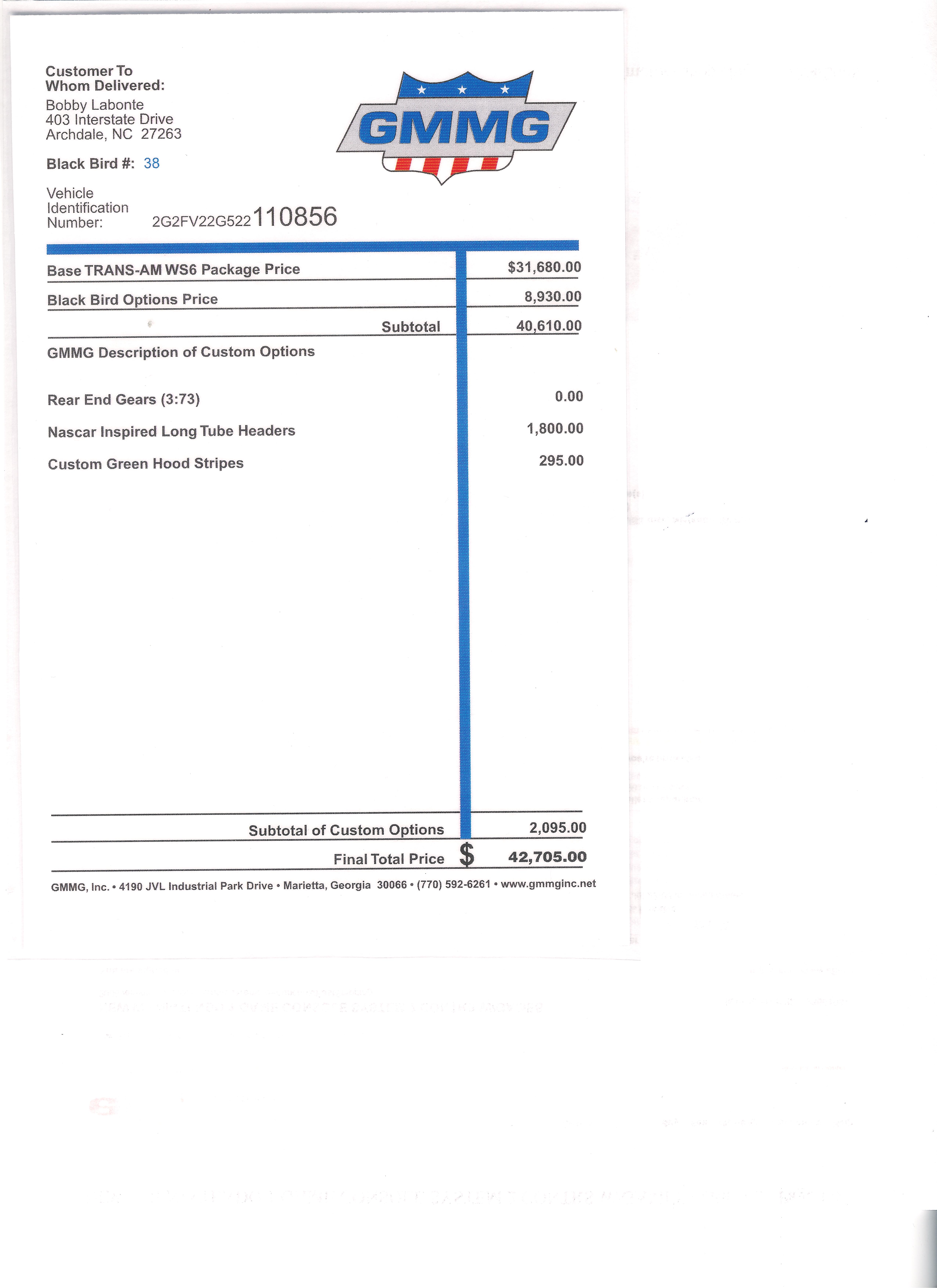 Bobby's name on GMMG Invoice